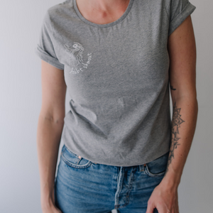 Doubt Shmout Scoop Neck Tee with Rolled Sleeves