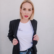 Load image into Gallery viewer, Doubt Shmout Scoop Neck Tee with Rolled Sleeves